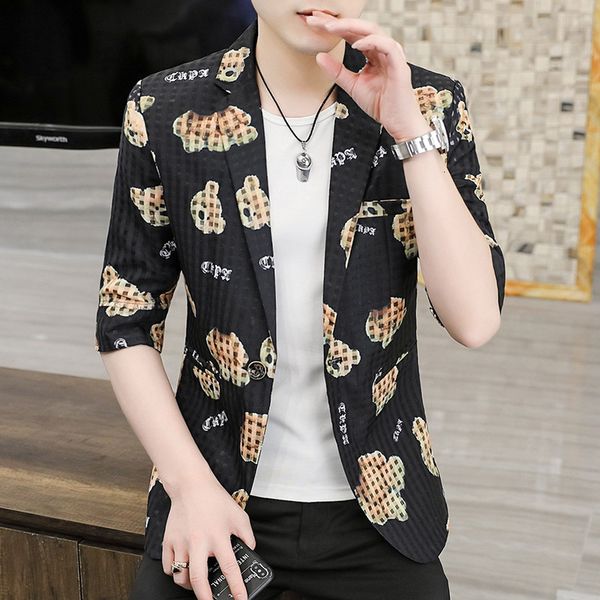 men's suits & blazers designer small suit men's summer hollow out breathable personality handsome seven sleeve jacket clothes casu, White;black
men's suits & blazers designer small suit men's summer hollow out breathable personality handsome seven sleeve jacket clothes casu, White;black