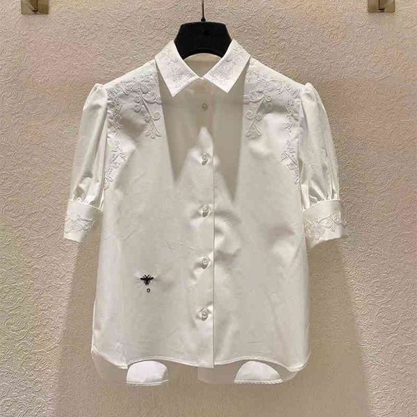 women's polos embroidered white shirt female little bee embroidered lapel short sleeve bubble summer versatile casual western style top
women's polos embroidered white shirt female little bee embroidered lapel short sleeve bubble summer versatile casual western style top