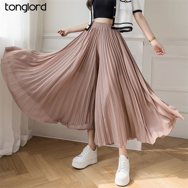 korea loose pleated chiffon pants summer elastic high waist thin wide leg female casual cropped trousers pantalon 220325, Black;white
korea loose pleated chiffon pants summer elastic high waist thin wide leg female casual cropped trousers pantalon 220325, Black;white