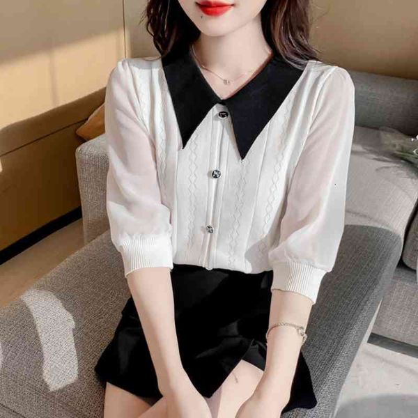 women's polos summer slim fit doll neck hollowed out ice silk knitwear short contrast sleeve t-shirt women 2cxd, White
women's polos summer slim fit doll neck hollowed out ice silk knitwear short contrast sleeve t-shirt women 2cxd, White