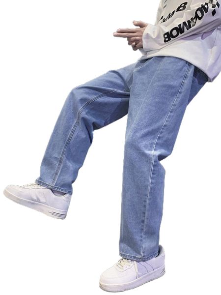 men slant pocket loose jeans s6zo#, Blue