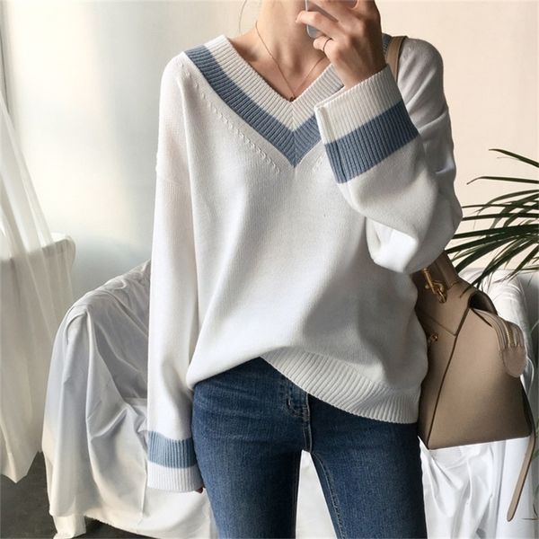 paris girl autumn winter women's sweaters black white pullover korean style minimalist casual office lady 201223, White;black
paris girl autumn winter women's sweaters black white pullover korean style minimalist casual office lady 201223, White;black
