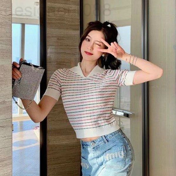 women's knits & tees designer mm home 2022 summer fashion new striped thin t-shirt women's sweet aging navy collar knitted short s, White
women's knits & tees designer mm home 2022 summer fashion new striped thin t-shirt women's sweet aging navy collar knitted short s, White