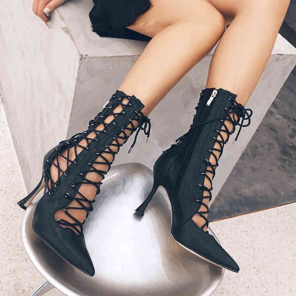 boots women's pointed high-heeled motorcycle boots crossed shoes ankle incision summer and autumn, Black
boots women's pointed high-heeled motorcycle boots crossed shoes ankle incision summer and autumn, Black