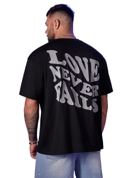 extended sizes men slogan graphic tee j0t9#, White;black