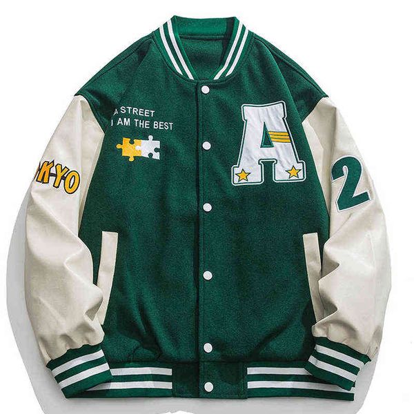 hip hop men varsity jacket puzzle letter embroidery patchwork retro jacket spring woman pu leather bomber coat men's clothing t220816, Black;brown
hip hop men varsity jacket puzzle letter embroidery patchwork retro jacket spring woman pu leather bomber coat men's clothing t220816, Black;brown