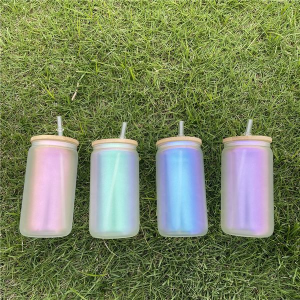 16oz sublimation iridescent glass tumbler rainbow shimmer glass can drinking colorful with bamboo lid and reusable straw b1
16oz sublimation iridescent glass tumbler rainbow shimmer glass can drinking colorful with bamboo lid and reusable straw b1