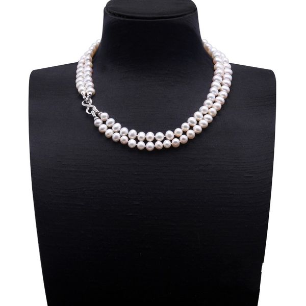 9.5-10mm white freshwater pearl necklace strand with multiple-use, Silver
9.5-10mm white freshwater pearl necklace strand with multiple-use, Silver