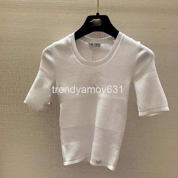 women's knits & tees summer style small fragrance short sleeved vest low round neck knit slim and versatile female temperament, White
women's knits & tees summer style small fragrance short sleeved vest low round neck knit slim and versatile female temperament, White