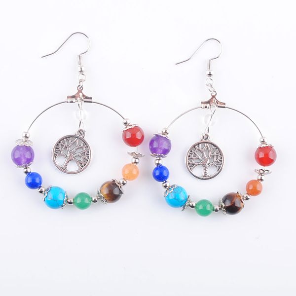 dangle hook earrings for women jewelry 7 chakra tree of life natural round gemstone bead reiki healing crystal bohemian dr3124, Silver
dangle hook earrings for women jewelry 7 chakra tree of life natural round gemstone bead reiki healing crystal bohemian dr3124, Silver