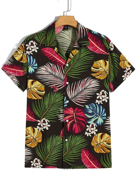 men tropical print shirt e5ei#, White;black