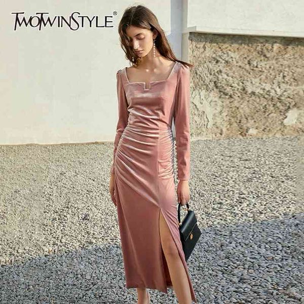 velour ruched split dress for women square collar long sleeve high waist midi dresses female spring 210423, Black;gray
velour ruched split dress for women square collar long sleeve high waist midi dresses female spring 210423, Black;gray