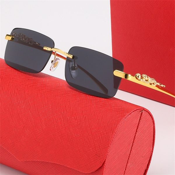 sun glass eyewear men's rimless glasses female designer panther head sunglasses with cases, Silver
sun glass eyewear men's rimless glasses female designer panther head sunglasses with cases, Silver
