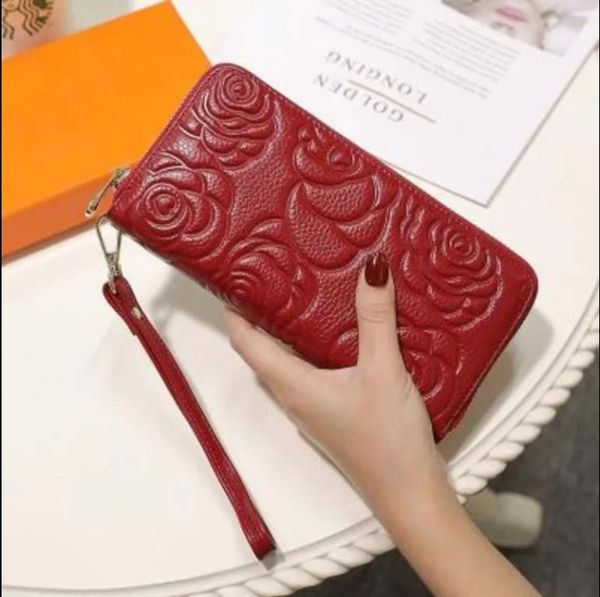 design wallet genuine leather flower pattern handbag simple fashion outdoor travel women's wallets, Red;black
design wallet genuine leather flower pattern handbag simple fashion outdoor travel women's wallets, Red;black