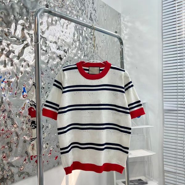 women's t-shirt designer spring / summer 22 new double g hollow letter contrast stripe stitching round neck ice silk knitting short sle, White
women's t-shirt designer spring / summer 22 new double g hollow letter contrast stripe stitching round neck ice silk knitting short sle, White