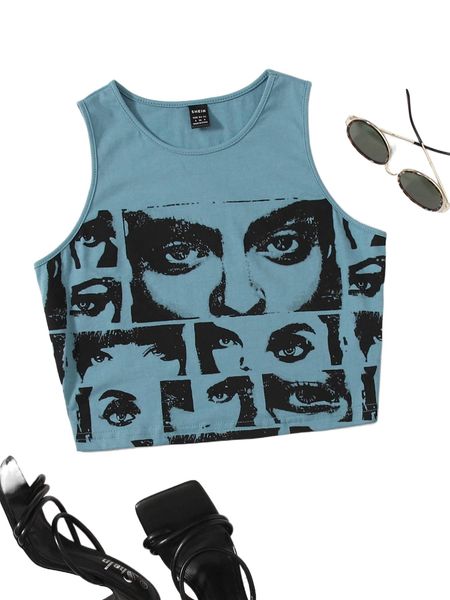 figure graphic crop tank i7p4#, White