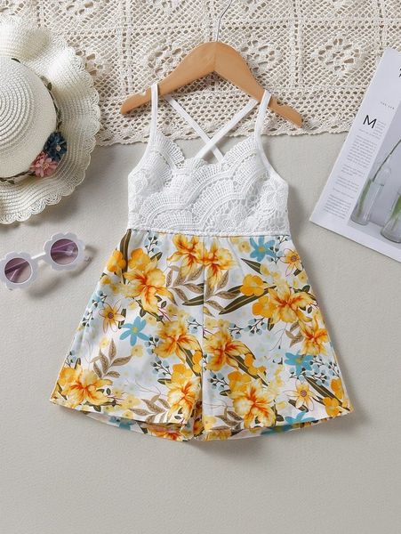 toddler girls floral print contrast guipure lace crisscross cami romper she, Blue
toddler girls floral print contrast guipure lace crisscross cami romper she, Blue