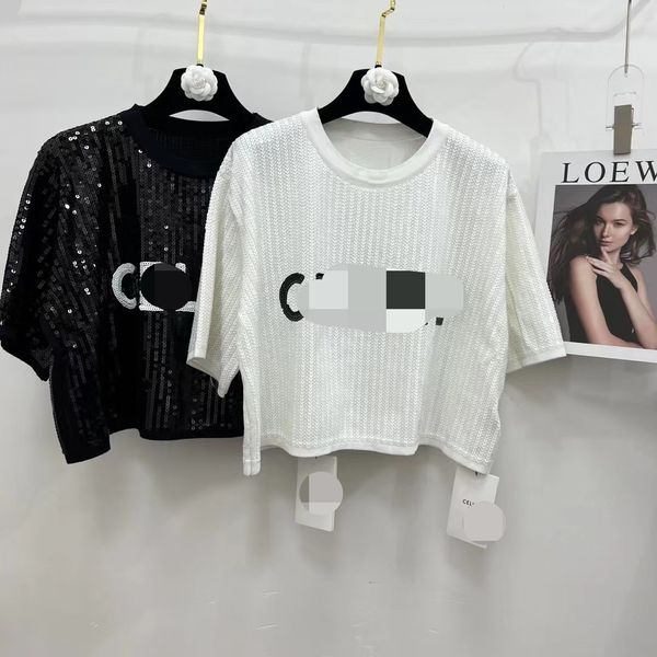 610 2022 runway summer brand same style t shirt crew neck short sleeve pullover white black sequins crew neck women's sweaters meiyi
610 2022 runway summer brand same style t shirt crew neck short sleeve pullover white black sequins crew neck women's sweaters meiyi
