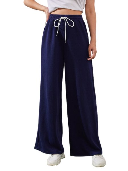drawstring waist wide leg pants w63b#, Black;white
drawstring waist wide leg pants w63b#, Black;white