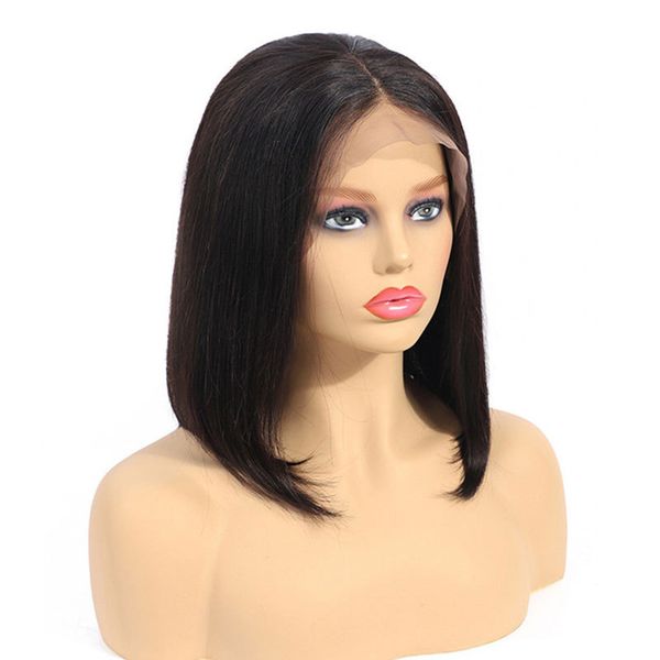 lace front human wigs for women natural black 180% density peruvian remy hair silky straight short bob, Black;brown
lace front human wigs for women natural black 180% density peruvian remy hair silky straight short bob, Black;brown