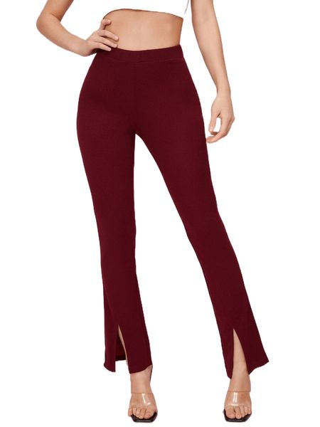 split hem flare leg pants 43gu#, Black;white