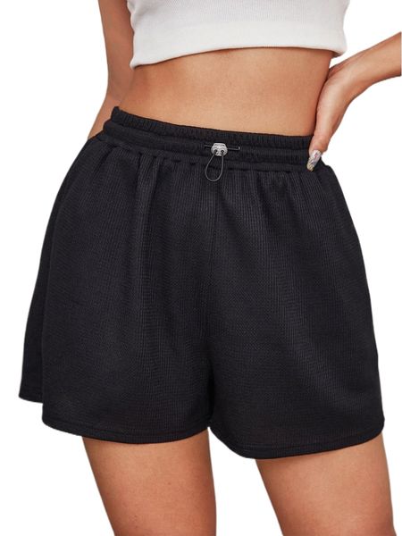 drawstring waist wide leg shorts o8si#, White;black 
drawstring waist wide leg shorts o8si#, White;black