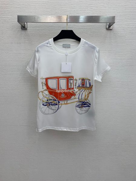 women's t-shirt summer smooth acetic acid fabric dream car pattern printed round neck short sleeve top, White
women's t-shirt summer smooth acetic acid fabric dream car pattern printed round neck short sleeve top, White
