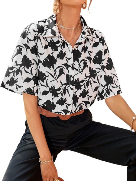 allover floral print drop shoulder blouse 10mw#, White
allover floral print drop shoulder blouse 10mw#, White