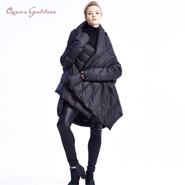 fashion women's down jacket cloaks european designer asymmetric length winter coat female parkas plus size outwear 201208, Black
fashion women's down jacket cloaks european designer asymmetric length winter coat female parkas plus size outwear 201208, Black
