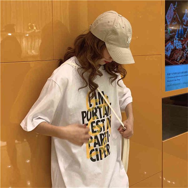 2 color white gray 3 sizes mxl letter printed casual loose college wind short sleeve all match women female tshirt 210426
2 color white gray 3 sizes mxl letter printed casual loose college wind short sleeve all match women female tshirt 210426