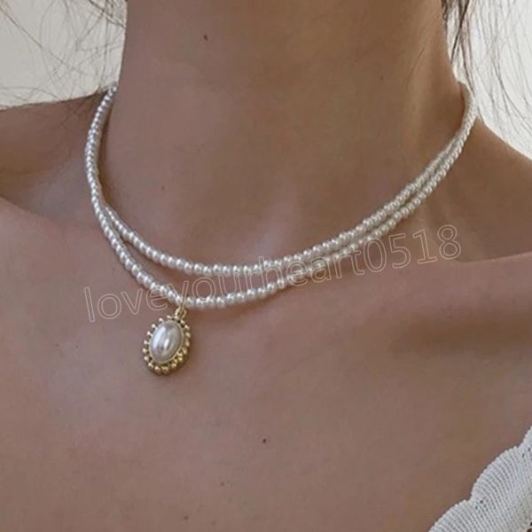 fashion double pearl choker necklace for women korean imitation pearl pendant short necklaces trend jewelry gift, Golden;silver
fashion double pearl choker necklace for women korean imitation pearl pendant short necklaces trend jewelry gift, Golden;silver