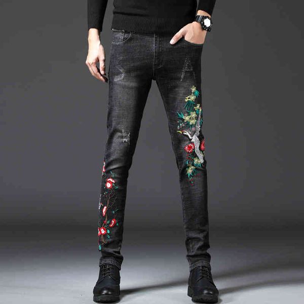 men's jeans design men's elastic legged jeans embroidered red crowned crane slim fit trendy pants 816-1 3gwp, Blue
men's jeans design men's elastic legged jeans embroidered red crowned crane slim fit trendy pants 816-1 3gwp, Blue