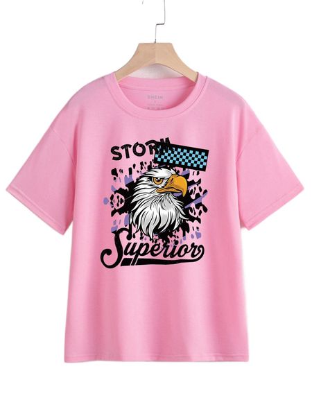 eagle & letter graphic tee b9t9#, White
eagle & letter graphic tee b9t9#, White