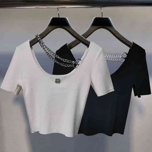 women's t-shirt dang chain neck t-shirt women's short summer dress flash diamond a letter sleeve collarbone fashion, White
women's t-shirt dang chain neck t-shirt women's short summer dress flash diamond a letter sleeve collarbone fashion, White