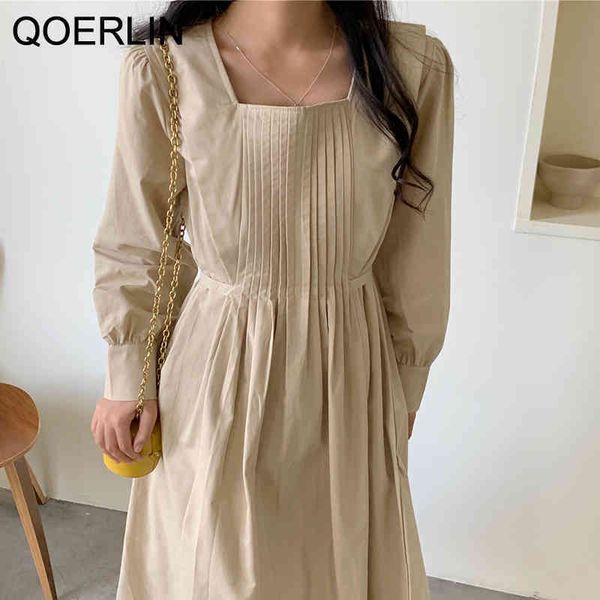 qoerlin minimalist korean retro temperament square collar long sleeve pleated laceup high waist dress office elegant maxi dress 210412, Black;gray
qoerlin minimalist korean retro temperament square collar long sleeve pleated laceup high waist dress office elegant maxi dress 210412, Black;gray