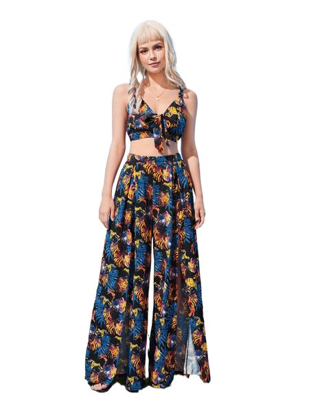 x joanna szumska tropical print tie front crop cami & split thigh pants l8tq#, White
x joanna szumska tropical print tie front crop cami & split thigh pants l8tq#, White