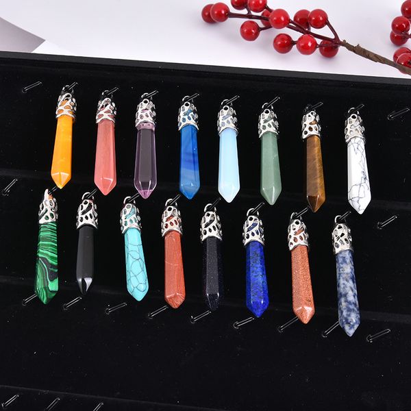 natural stone reiki healing necklace hexagonal bullet turquoise opal amethysts quartz pink crystal chakra pendulum necklace, Silver
natural stone reiki healing necklace hexagonal bullet turquoise opal amethysts quartz pink crystal chakra pendulum necklace, Silver