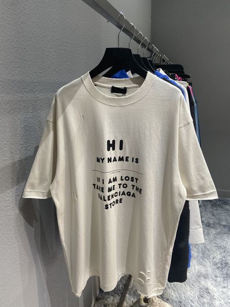 women's t-shirt designer spring and summer high version b family signature letter printing pullover round neck loose cotton men's, White
women's t-shirt designer spring and summer high version b family signature letter printing pullover round neck loose cotton men's, White