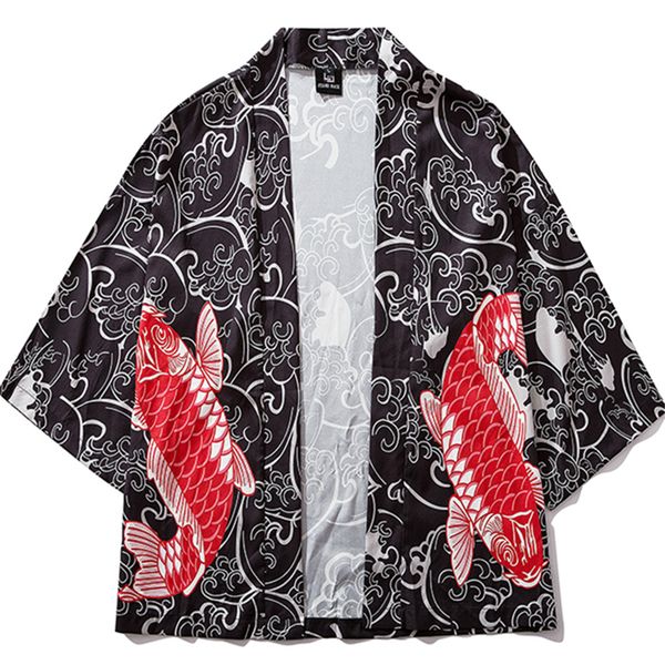 summer japanese three-quarter sleeve kimono fish mens and womens cloak jacket blouse loose casual fashion yukata coat samurai, Red
summer japanese three-quarter sleeve kimono fish mens and womens cloak jacket blouse loose casual fashion yukata coat samurai, Red