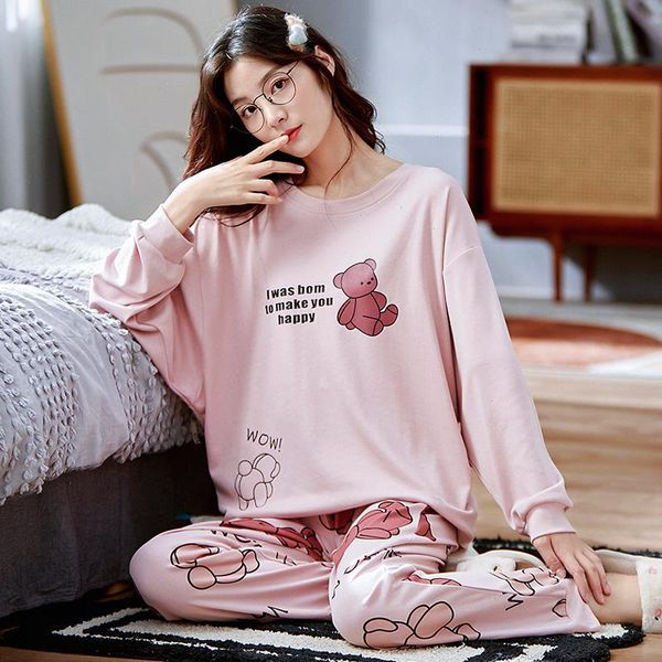 2 pieces set women sleepwear 100 cotton pajamas cute cartoon pyjama comfortable long-sleeve suit home wear, Black;red
2 pieces set women sleepwear 100 cotton pajamas cute cartoon pyjama comfortable long-sleeve suit home wear, Black;red