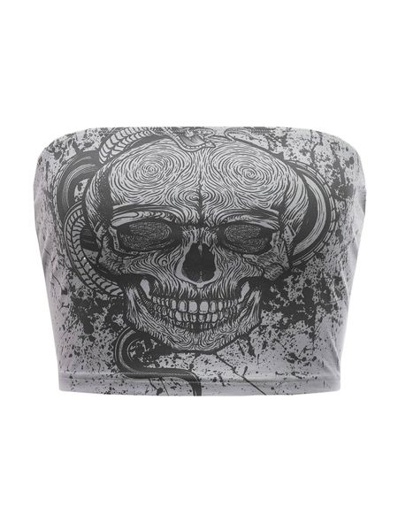 skull print tube c8mn#, White