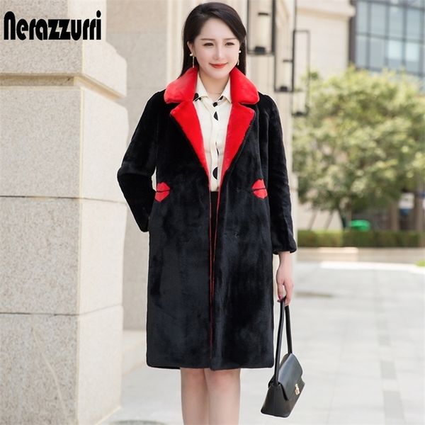 nerazzurri winter warm long patchwork faux fur coat women lapel color block designer elegant luxury fur coats for women 7xl 201016, Black
nerazzurri winter warm long patchwork faux fur coat women lapel color block designer elegant luxury fur coats for women 7xl 201016, Black