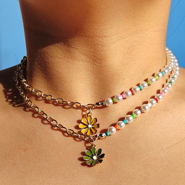 pendant necklaces zx trendy daisy flower necklace for women wedding simulated pearl beaded girls gold color metal chain jewelry, Silver
pendant necklaces zx trendy daisy flower necklace for women wedding simulated pearl beaded girls gold color metal chain jewelry, Silver
