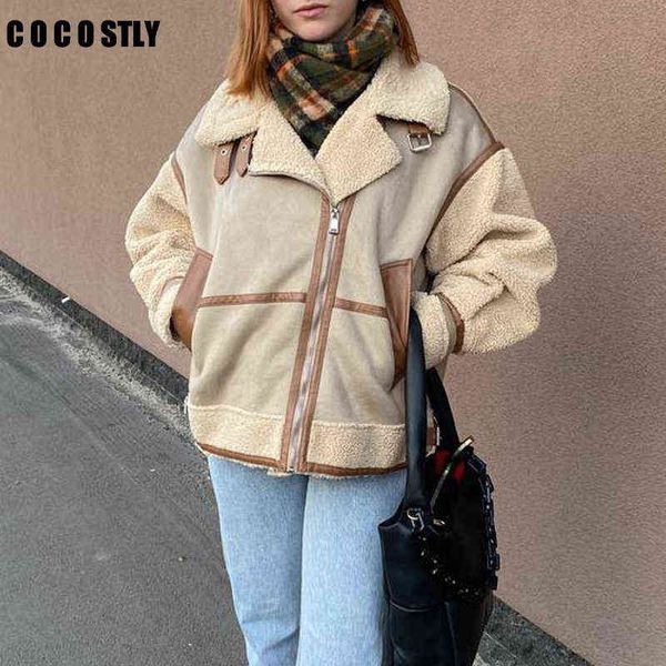 new winter women thick vintage splice suede jacket loose warm lamb wool biker outfit female oversized faux leather jacket j220727, Black
new winter women thick vintage splice suede jacket loose warm lamb wool biker outfit female oversized faux leather jacket j220727, Black