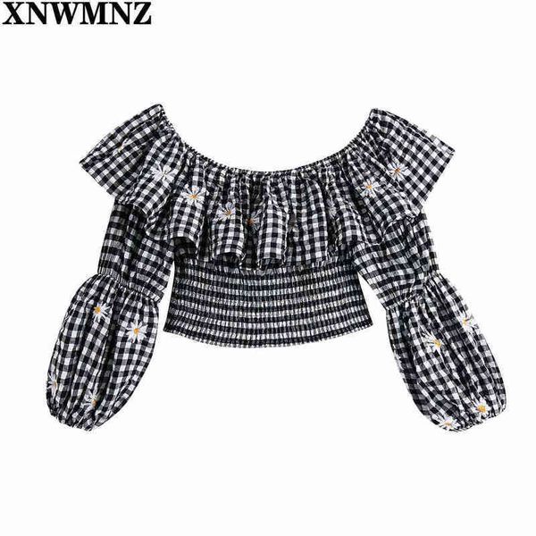 xnwmnz embroidered gingham crop women square collar plaid short slim smock blouse female puff sleee pleat chic 210513, White
xnwmnz embroidered gingham crop women square collar plaid short slim smock blouse female puff sleee pleat chic 210513, White