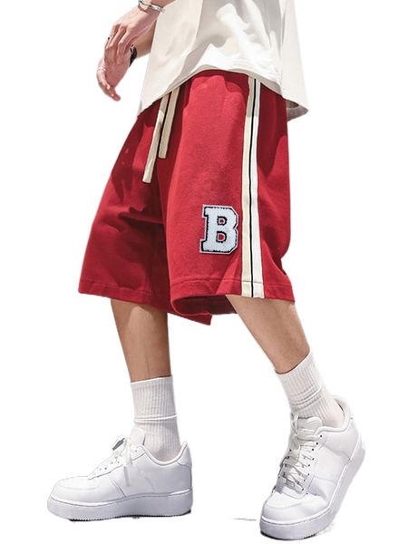 men letter patch detail contrast tape shorts n1aw#, White;black