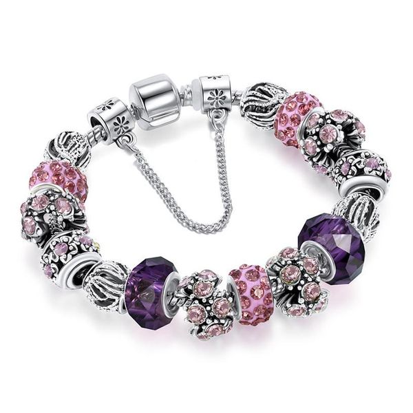 18 19 20 cm charm bracelet 925 silver plated bracelets royal crown accessories purple crystal bead diy wedding jewelry with box3147, Golden;silver
18 19 20 cm charm bracelet 925 silver plated bracelets royal crown accessories purple crystal bead diy wedding jewelry with box3147, Golden;silver