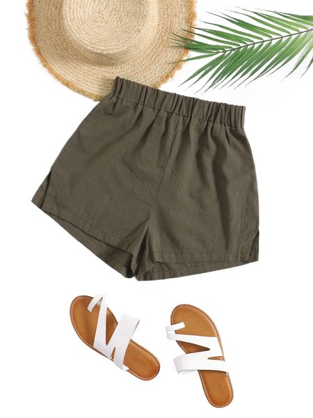 elastic waist solid shorts z7me#, White;black
elastic waist solid shorts z7me#, White;black