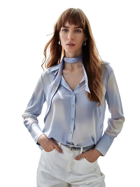 motf premium 100% silk tie-dye blouse w0qf#, White
motf premium 100% silk tie-dye blouse w0qf#, White