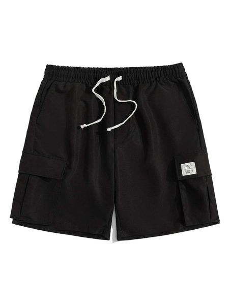 men letter patched detail flap pocket drawstring waist shorts r653#, White;black
men letter patched detail flap pocket drawstring waist shorts r653#, White;black